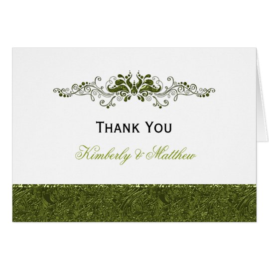 Ornate Lime Swirls Thank You Card