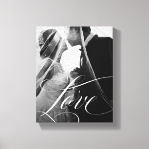 Ornate Love   Elegant Calligraphy with your Photo Canvas Print