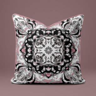 Ornate Mandala Decorative Pillow in Dusty Rose