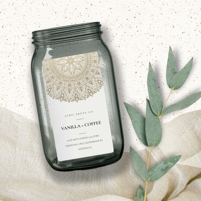 ORNATE MANDALA SILVER PALE GOLD FOIL CANDLE LABEL (Creator Uploaded)