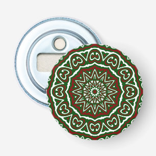 Ornate Maximalist Groovy Christmas Mandala Patter Bottle Opener