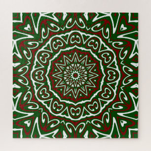 Ornate Maximalist Groovy Christmas Mandala Patter Jigsaw Puzzle