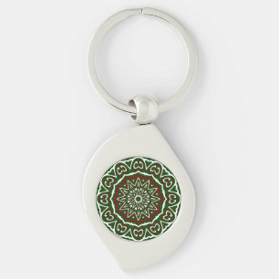 Ornate Maximalist Groovy Christmas Mandala Patter Key Ring
