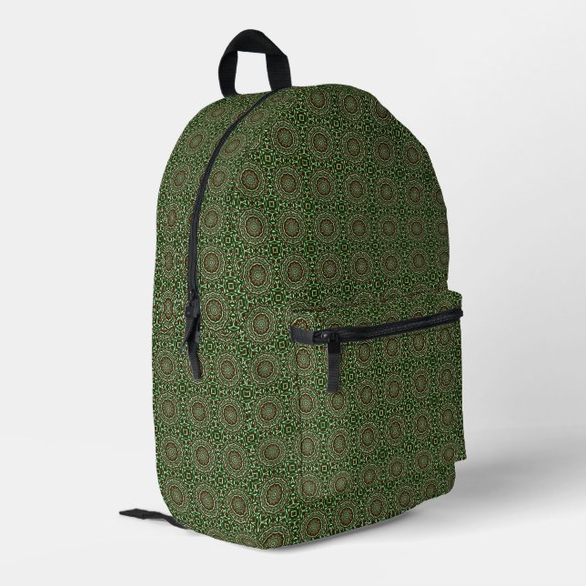 Ornate Maximalist Groovy Christmas Mandala Patter Printed Backpack (Back Corner Left)
