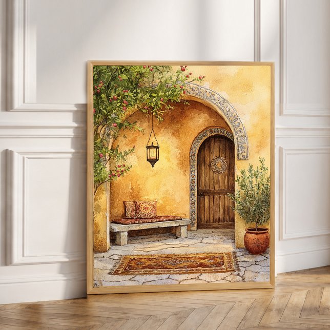 Ornate Mediterranean Archway Tile Courtyard Poster (Creator Uploaded)