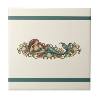 Ornate Mermaid Custom Colour Frieze Tile
