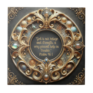 Ornate Metal and Jewels Bible Verse Tile