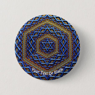 Ornate Metallic Magen David 6 Cm Round Badge