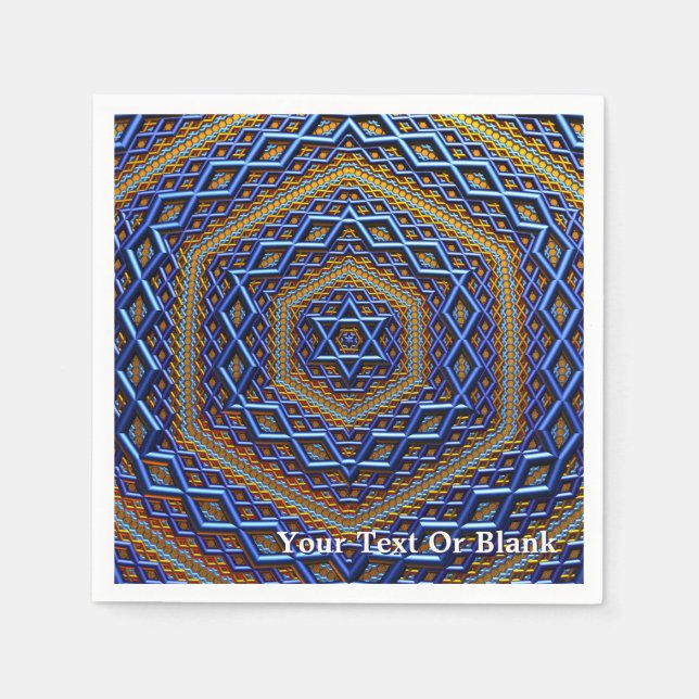 Ornate Metallic Magen David Napkin (Front)