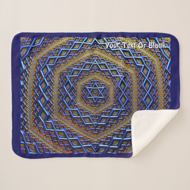 Ornate Metallic Magen David Sherpa Blanket (Front (Horizontal))
