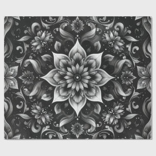 Ornate Monochrome Floral Wrapping Paper