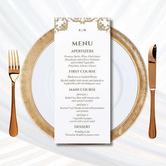 Ornate Monogram Baroque Christian Wedding Menu (Creator Uploaded)