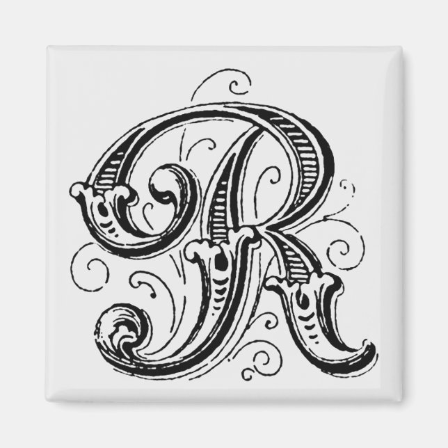 Ornate Monogram 'R' - Magnet (Front)
