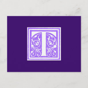 Ornate Monogram T Postcard