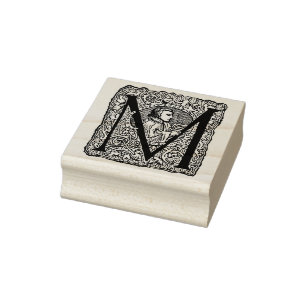Ornate Monogram Vintage initial  letter M Rubber Stamp