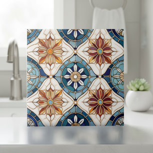 Ornate Moroccan Tile Pattern#3 Blue Gold ID1078