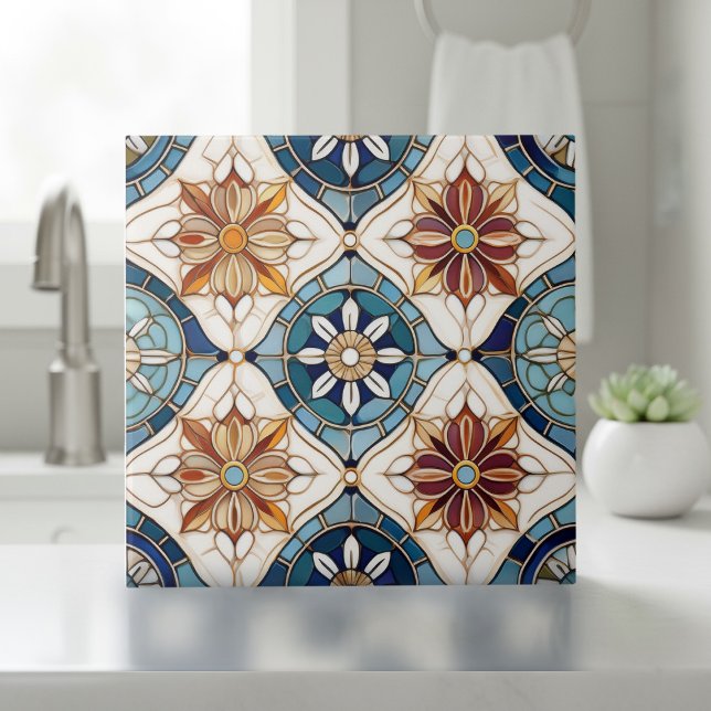 Ornate Moroccan Tile Pattern#3 Blue Gold ID1078 (Creator Uploaded)