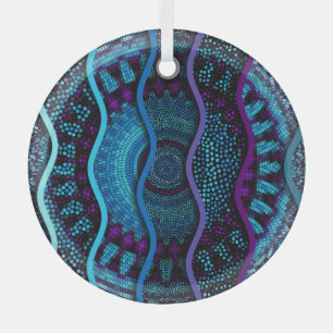 Ornate Mosaic: Relief Waves Texture. Glass Tree Decoration