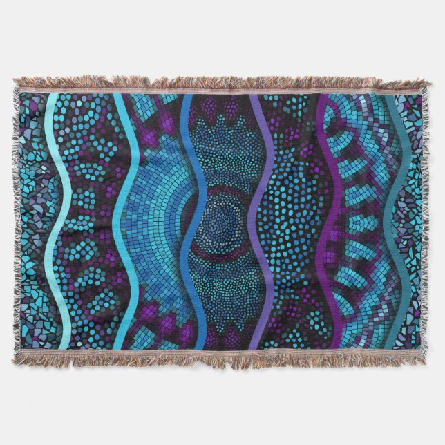 Ornate Mosaic: Relief Waves Texture. Throw Blanket (Front)