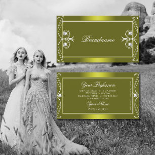 Ornate Mustard Yellow Sparkling Diamonds Ornaments Business Card
