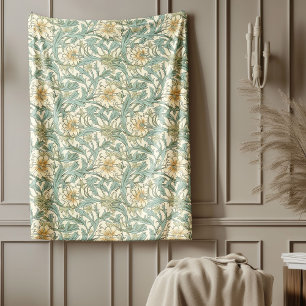 Ornate Nature-Inspired Morris Style pastel colours Fleece Blanket