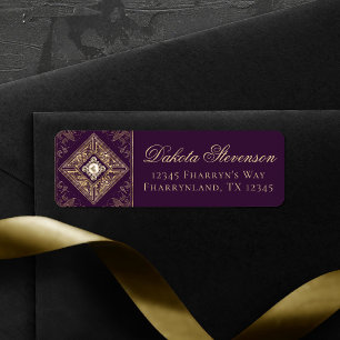 Ornate Opulence Purple and Gold Emblem Address