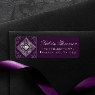 Ornate Opulence   Purple and Silver Brooch Address
