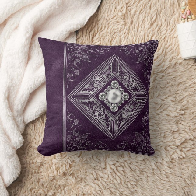Ornate Opulence | Purple and Silver Jewel Flourish Cushion (Blanket)