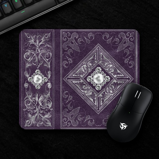 Ornate Opulence | Purple and Silver Jewel Flourish Mouse Mat (Creator Uploaded)