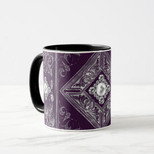 Ornate Opulence Purple and Silver Jewel Flourish Mug