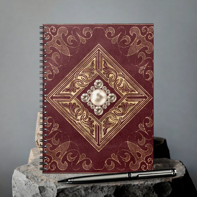 Ornate Opulence | Red and Gold Jeweled Flourish Notebook (Creator Uploaded)