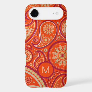 Ornate Orange Paisley Pattern Monogram
