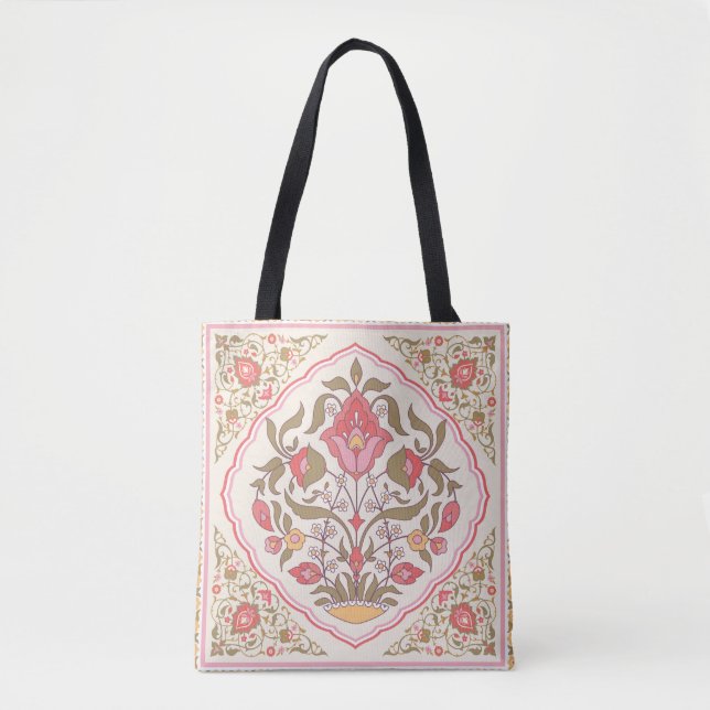 Ornate Oriental: Floral Stylish Design. Tote Bag (Front)