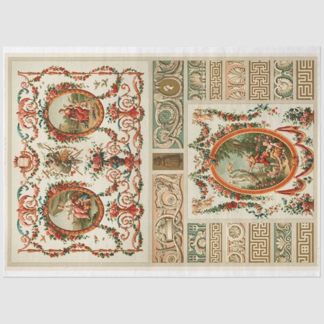 Ornate ornamental border & portrait for decoupage tissue paper (Front)
