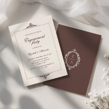Ornate Oval Crest Old Money Brown Engagement Party