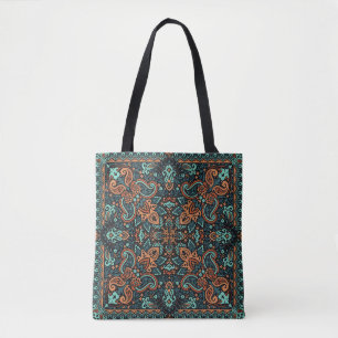 Ornate Paisley Bandanna: Silk Neck. Tote Bag