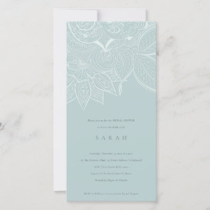 Ornate Paisley Dusky Blue Bridal Shower Invite