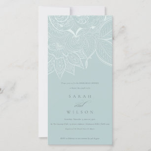 Ornate Paisley Dusky Blue Rehearsal Dinner Invite