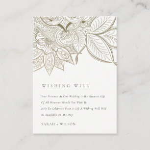 Ornate Paisley Ivory Gold Wedding Wishing Well Enclosure Card