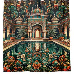 “Ornate Palace Pool Reflection" Shower Curtain