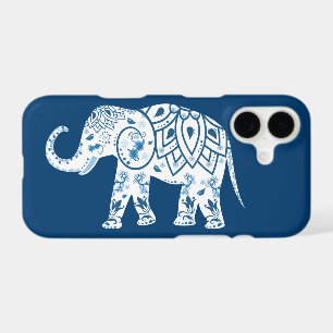 Ornate Patterned Blue Elephant