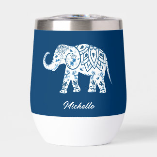 Ornate Patterned Blue Elephant Personalised