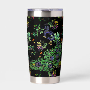 Ornate Peacock and Vintage Floral Insulated Tumbler