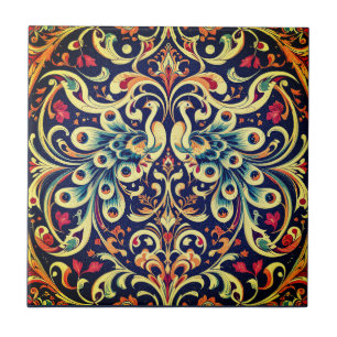 Ornate Peacock Ceramic Tile
