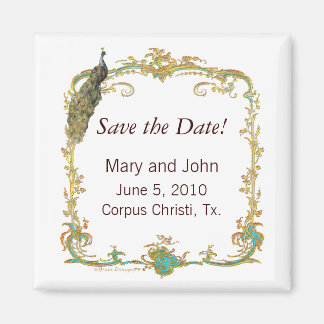 Ornate Peacock Save the Date Magnet