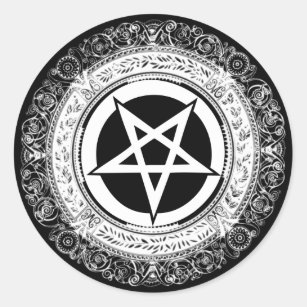 Ornate Pentagram Classic Round Sticker