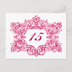 Ornate Pink Frame Table Numbers Postcard