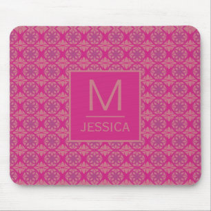 Ornate Pink Purple Geometric Pattern Personalised Mouse Mat