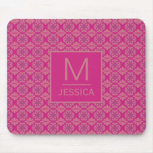 Ornate Pink Purple Geometric Pattern Personalised Mouse Mat (Front)