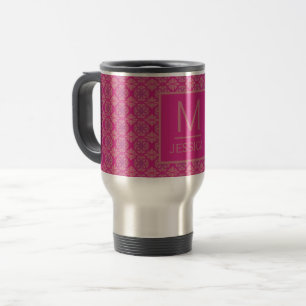 Ornate Pink Purple Geometric Pattern Personalised Travel Mug